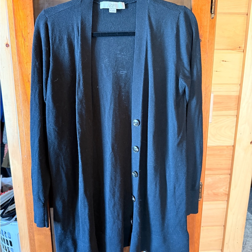LOFT Classic Black Knit Cardigan